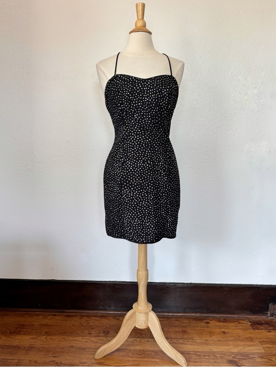 Vintage Dresses & Skirts - Vintage 80s Black Glitter Mini Cocktail Dress